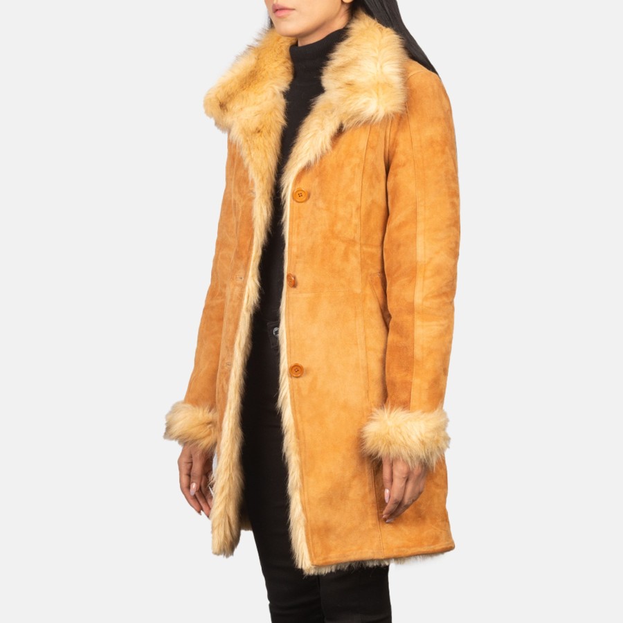 Women TheJacketMaker | Erica Shearling Beige Leather Coat