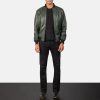 Men TheJacketMaker | Shane Green Leather Bomber Jacket