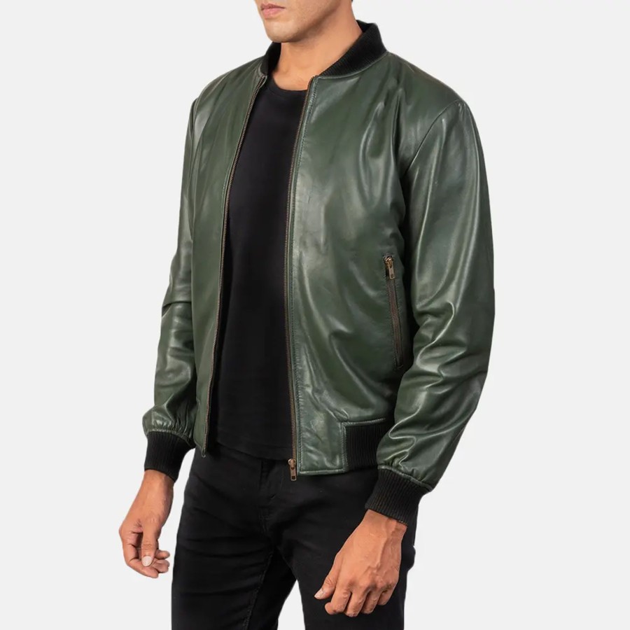 Men TheJacketMaker | Shane Green Leather Bomber Jacket