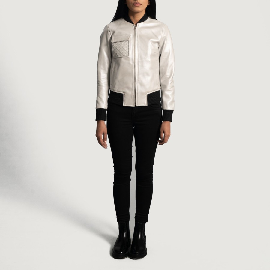 Women TheJacketMaker | Lana Silver Leather Bomber Jacket