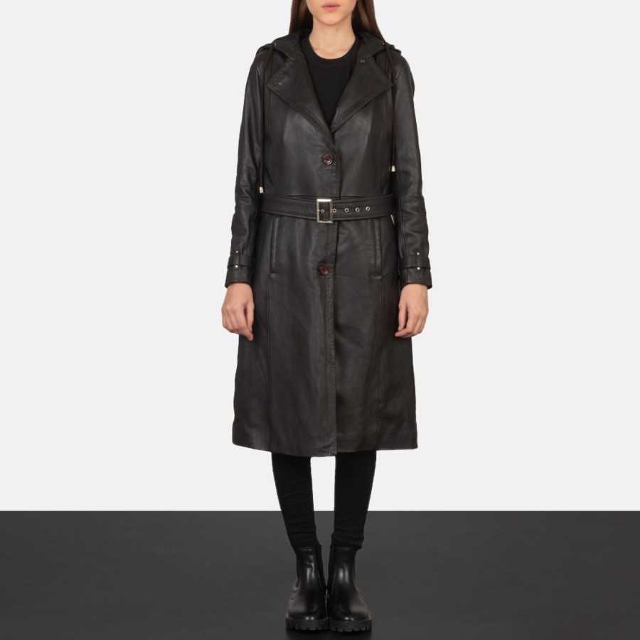 Women TheJacketMaker | Fixon Hooded Brown Trench Coat