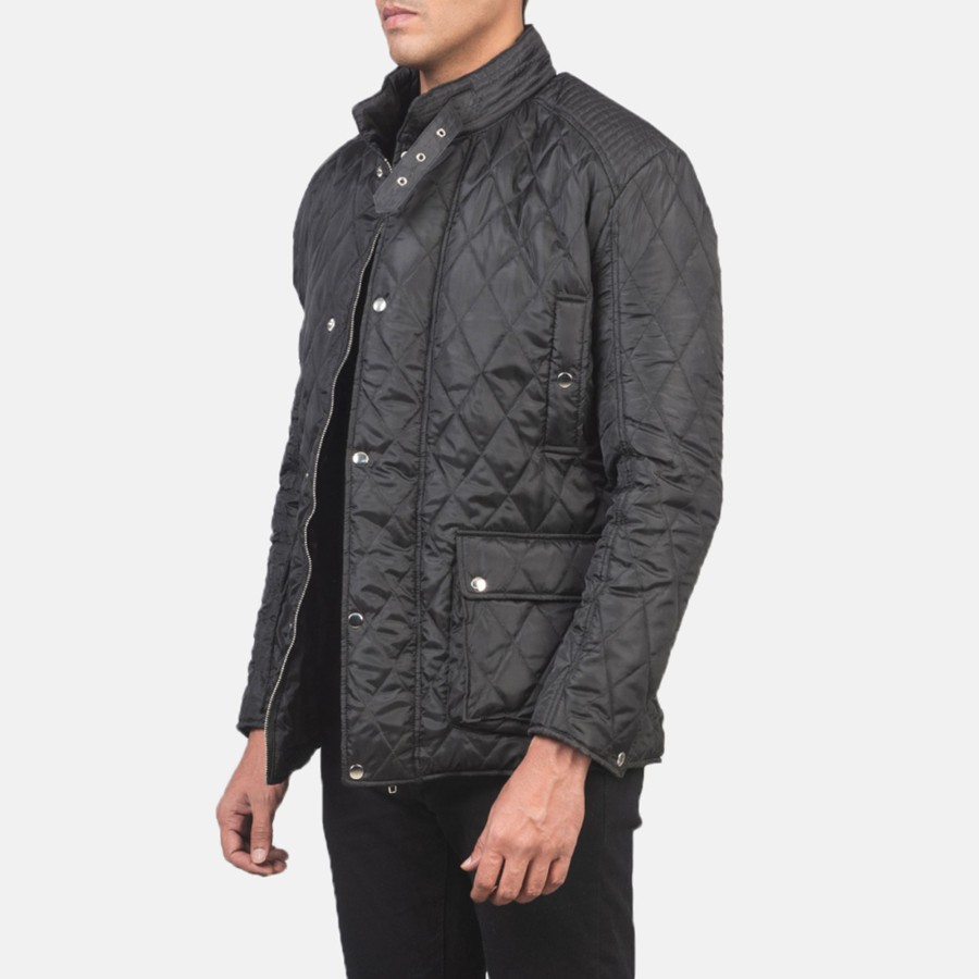 Men TheJacketMaker | Barry Quilted Black Windbreaker Jacket