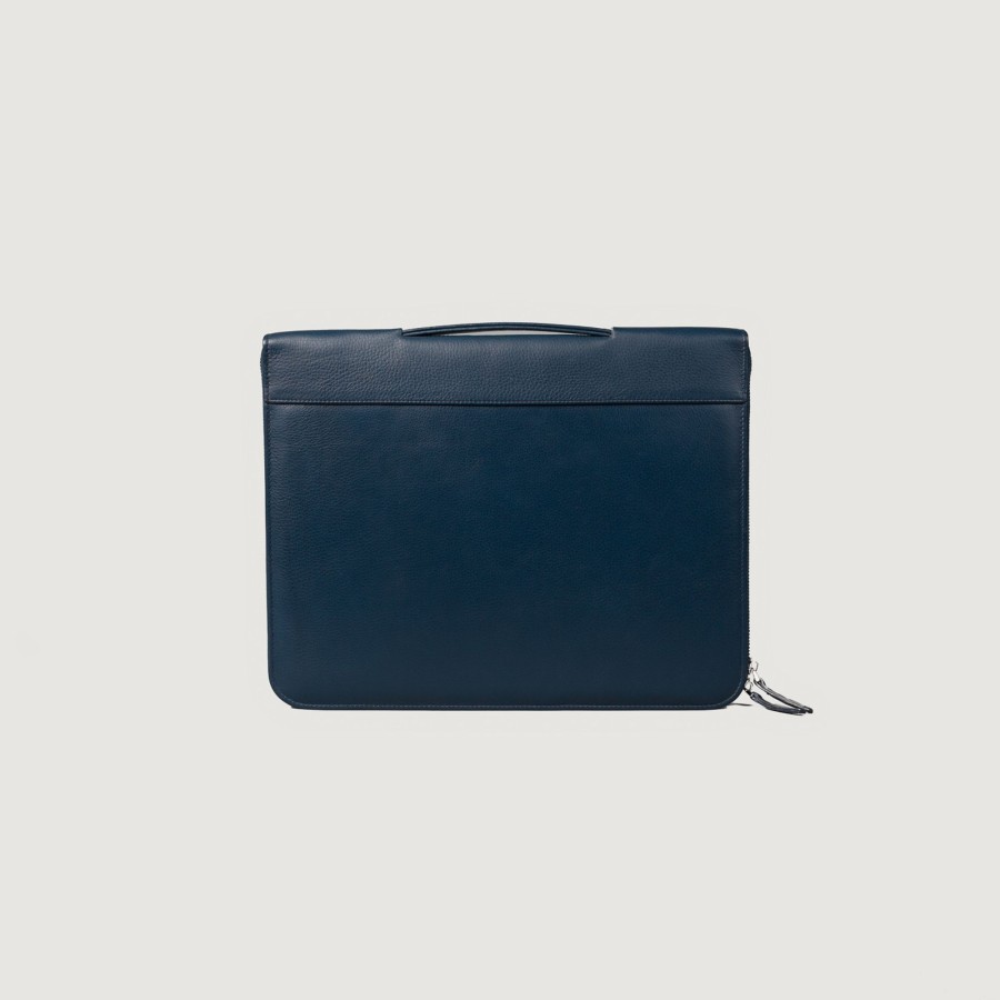 Men TheJacketMaker Business Bags | The Eclectic Midnight Blue Leather Folio Organizer