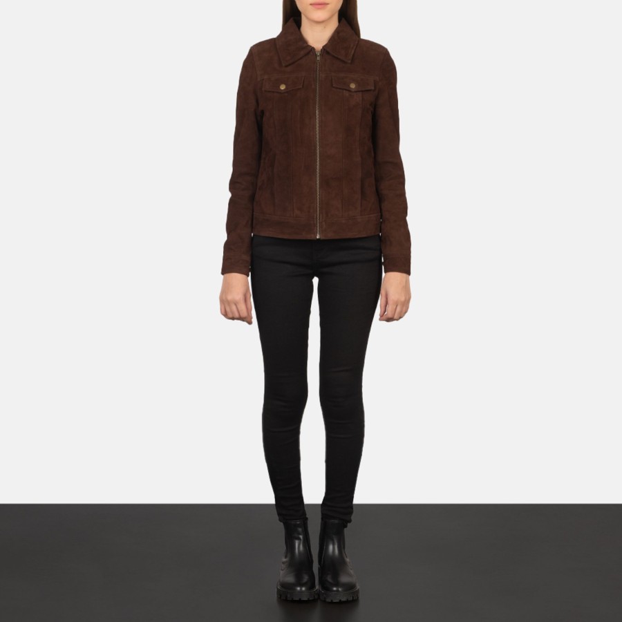 Women TheJacketMaker | Suzy Mocha Suede Trucker Jacket