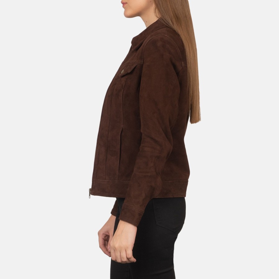 Women TheJacketMaker | Suzy Mocha Suede Trucker Jacket