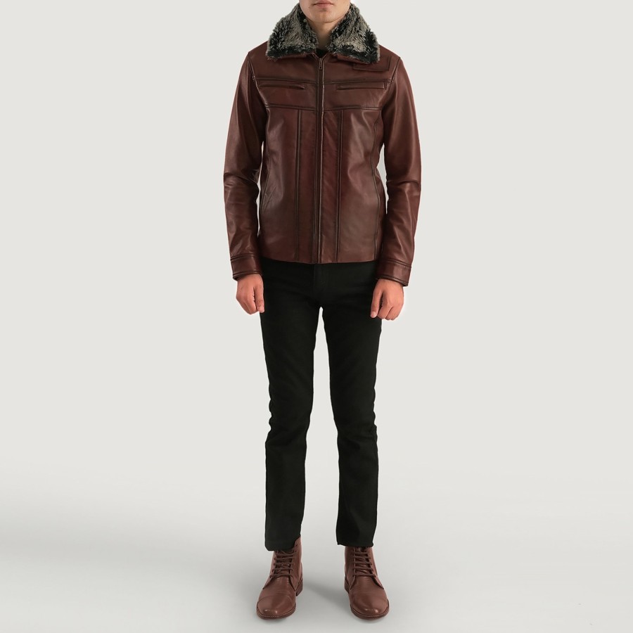 Men TheJacketMaker | Evan Hart Fur Brown Leather Jacket