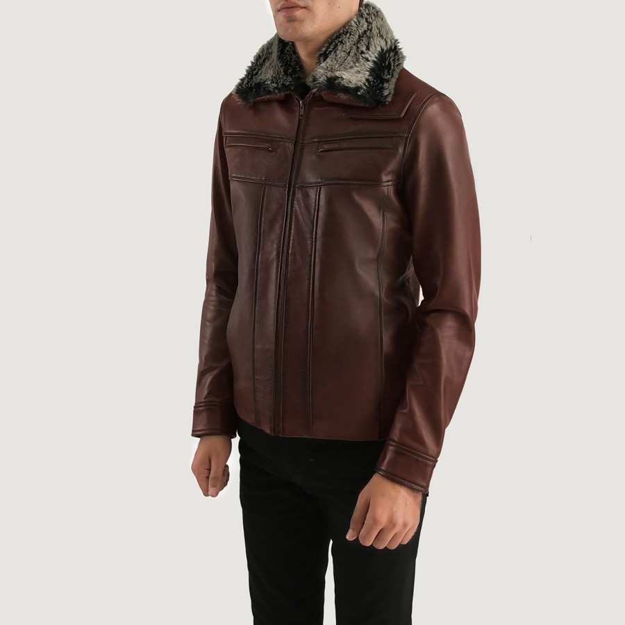 Men TheJacketMaker | Evan Hart Fur Brown Leather Jacket