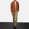 Men TheJacketMaker Gifts For Him | Stallon Brown Suede Trucker Jacket