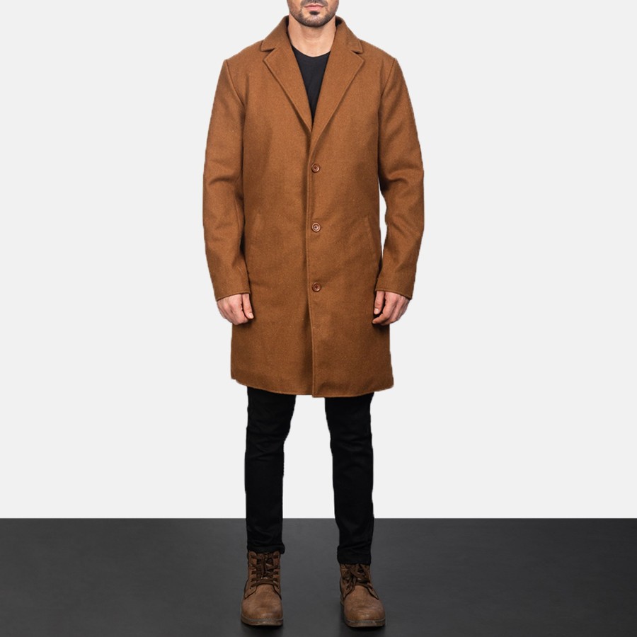 Men TheJacketMaker | Petrillo Khaki Wool Single Breasted Coat