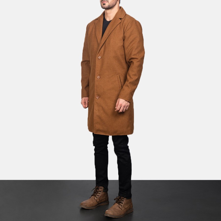 Men TheJacketMaker | Petrillo Khaki Wool Single Breasted Coat