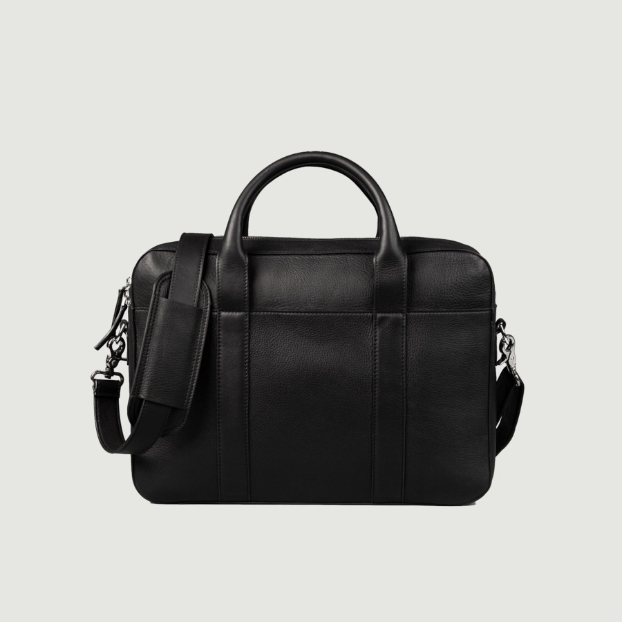 Men TheJacketMaker Business Bags | The Captain Black Leather Briefcase