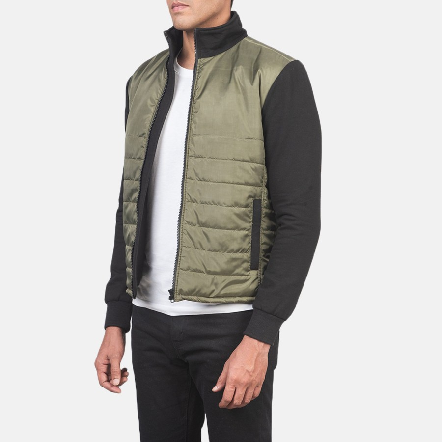 Men TheJacketMaker | Nashville Quilted Green Windbreaker Jacket