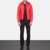 Men TheJacketMaker | Alps Quilted Red Hooded Windbreaker Jacket