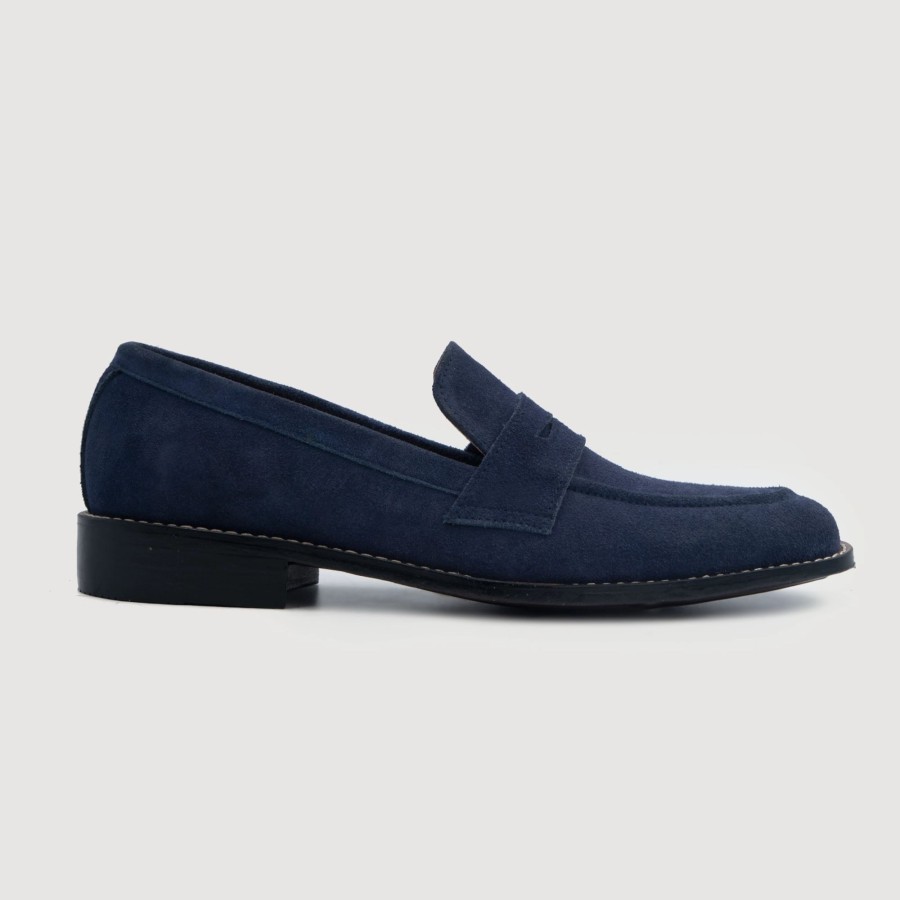 Men TheJacketMaker Leather Loafers | Baxton Blue Suede Leather Loafers