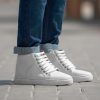 Men TheJacketMaker Leather Sneakers | Marty High Top White Leather Sneakers