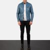 Men TheJacketMaker | Ionic Blue Leather Biker Jacket