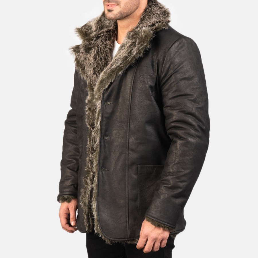 Men TheJacketMaker | Furlong Black Leather Coat