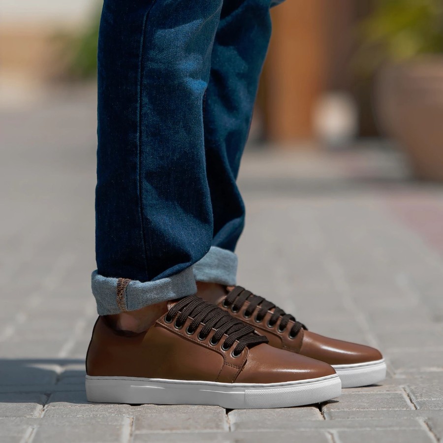 Men TheJacketMaker Leather Sneakers | Murphy Low Top Tan Leather Sneakers