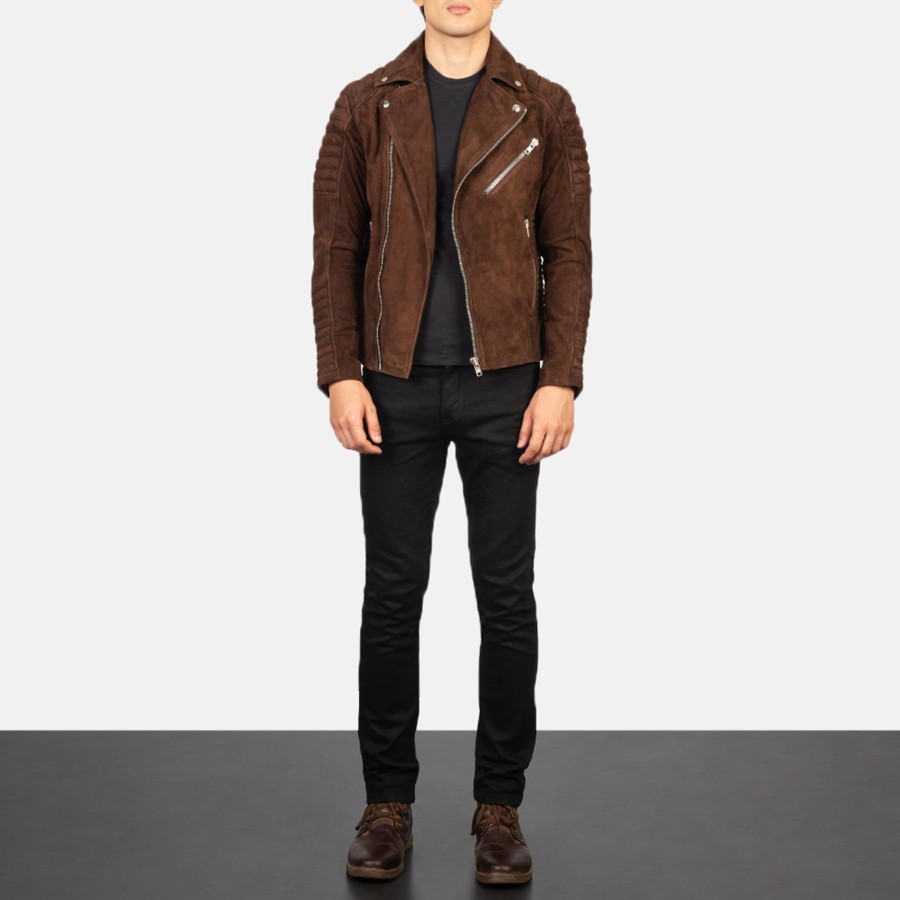 Men TheJacketMaker Gifts For Him | Armand Mocha Suede Biker Jacket