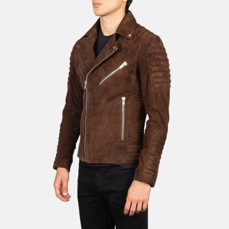 Men TheJacketMaker Gifts For Him | Armand Mocha Suede Biker Jacket