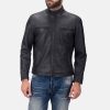 Men TheJacketMaker | Austere Matte Black Leather Biker Jacket