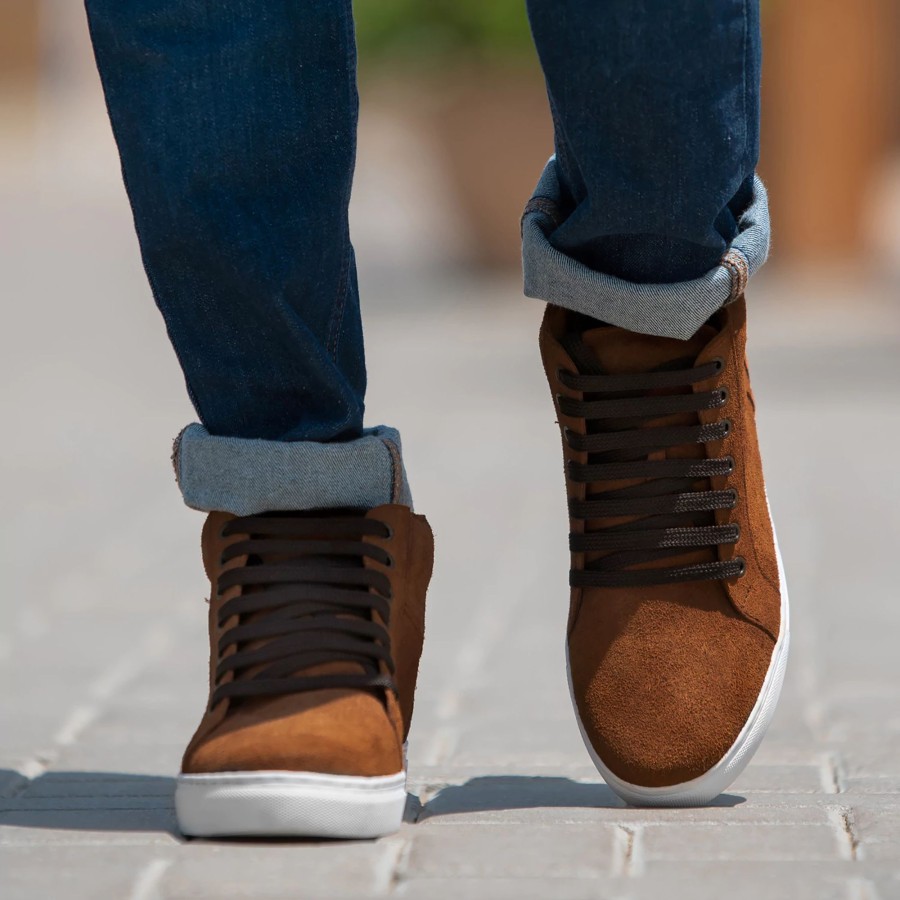 Men TheJacketMaker Leather Sneakers | Marty High Top Brown Suede Sneakers