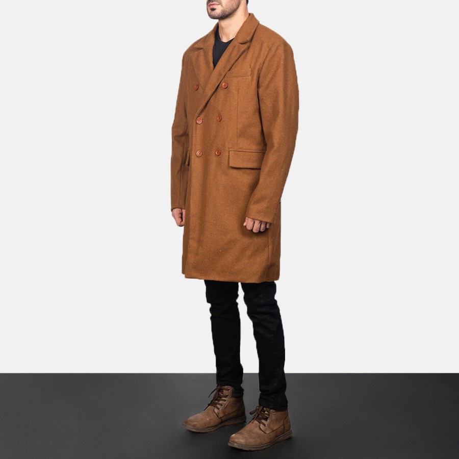 Men TheJacketMaker | Claud Khaki Wool Double Breasted Coat