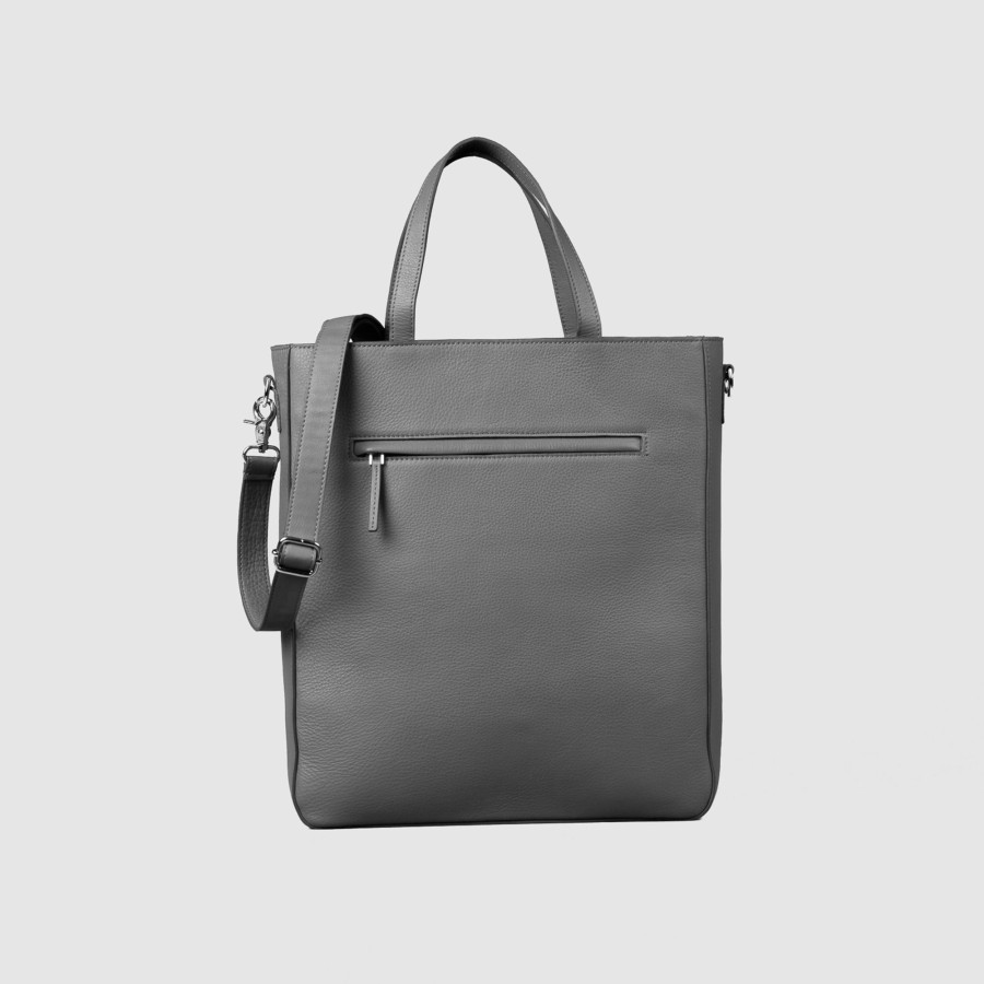 Men TheJacketMaker Travel Bags | The Poet Grey Leather Tote Bag