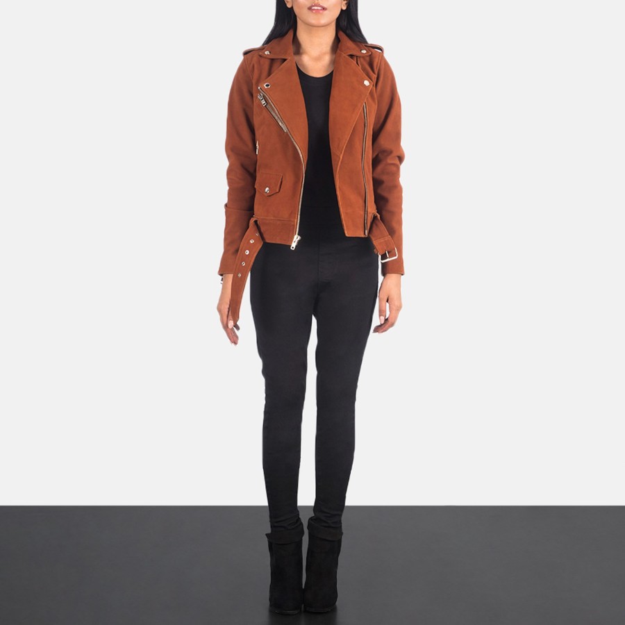 Women TheJacketMaker | Alison Brown Suede Biker Jacket