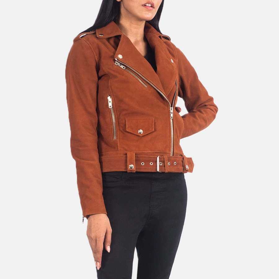 Women TheJacketMaker | Alison Brown Suede Biker Jacket