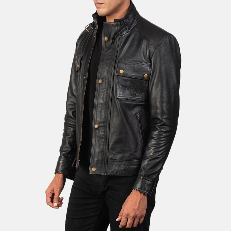 Men TheJacketMaker | Darren Black Leather Biker Jacket