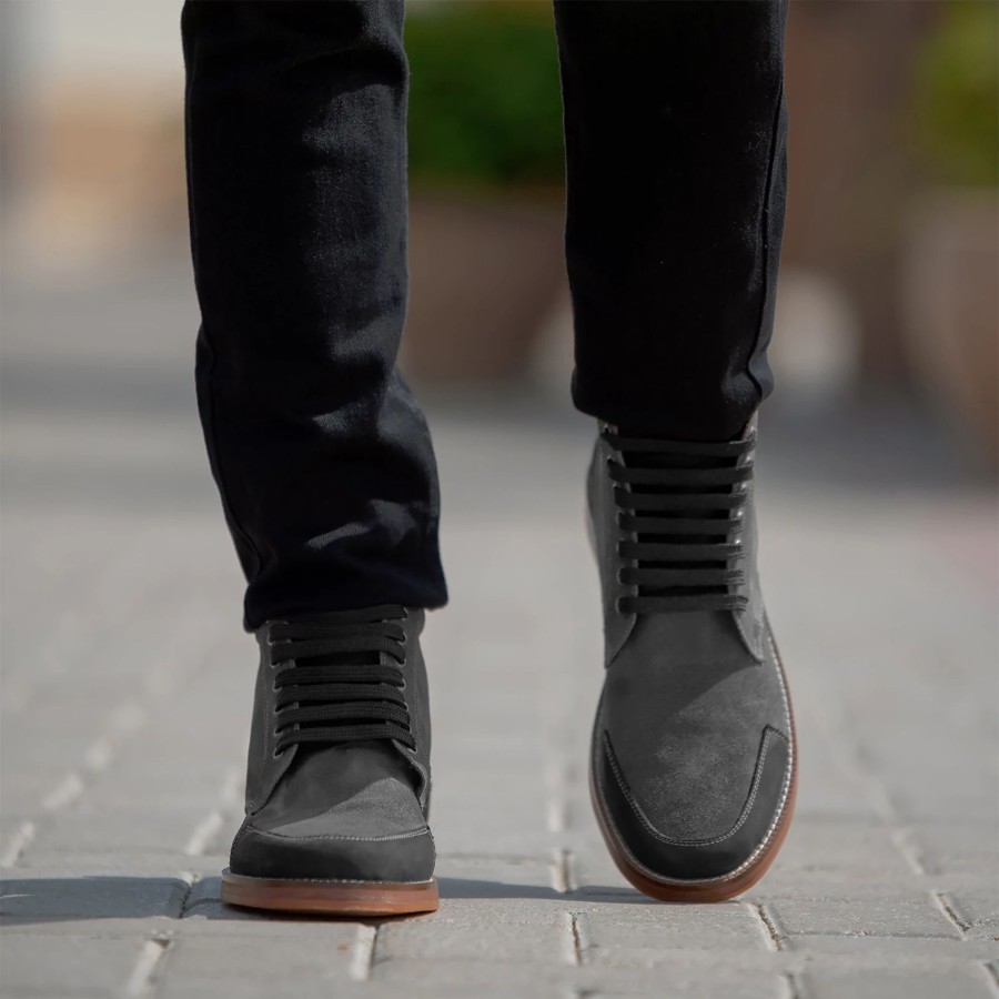 Men TheJacketMaker Leather Boots | Carnell Moc Toe Grey Suede Boots