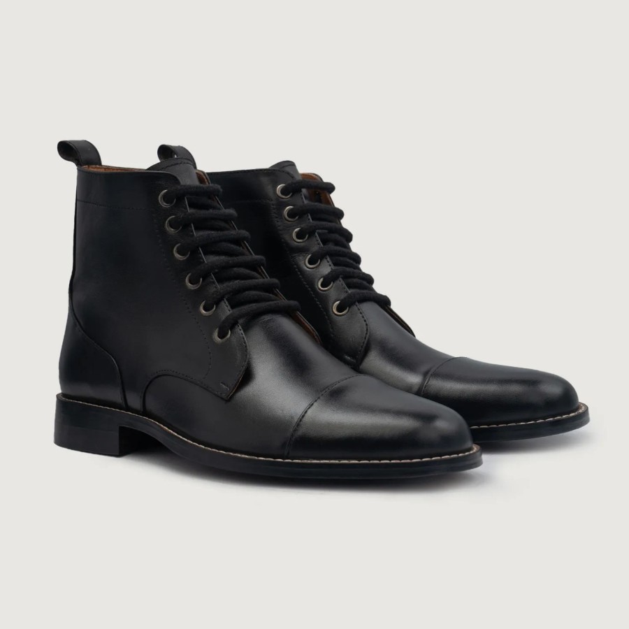 Men TheJacketMaker Leather Shoes | Knight Derby Black Leather Boots