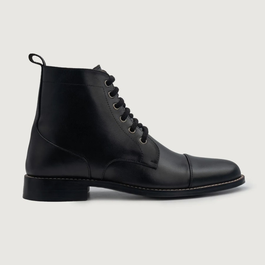 Men TheJacketMaker Leather Shoes | Knight Derby Black Leather Boots