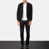 Men TheJacketMaker | Shane Black Suede Bomber Jacket