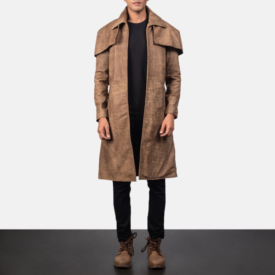 Men TheJacketMaker | Classic Brown Leather Duster