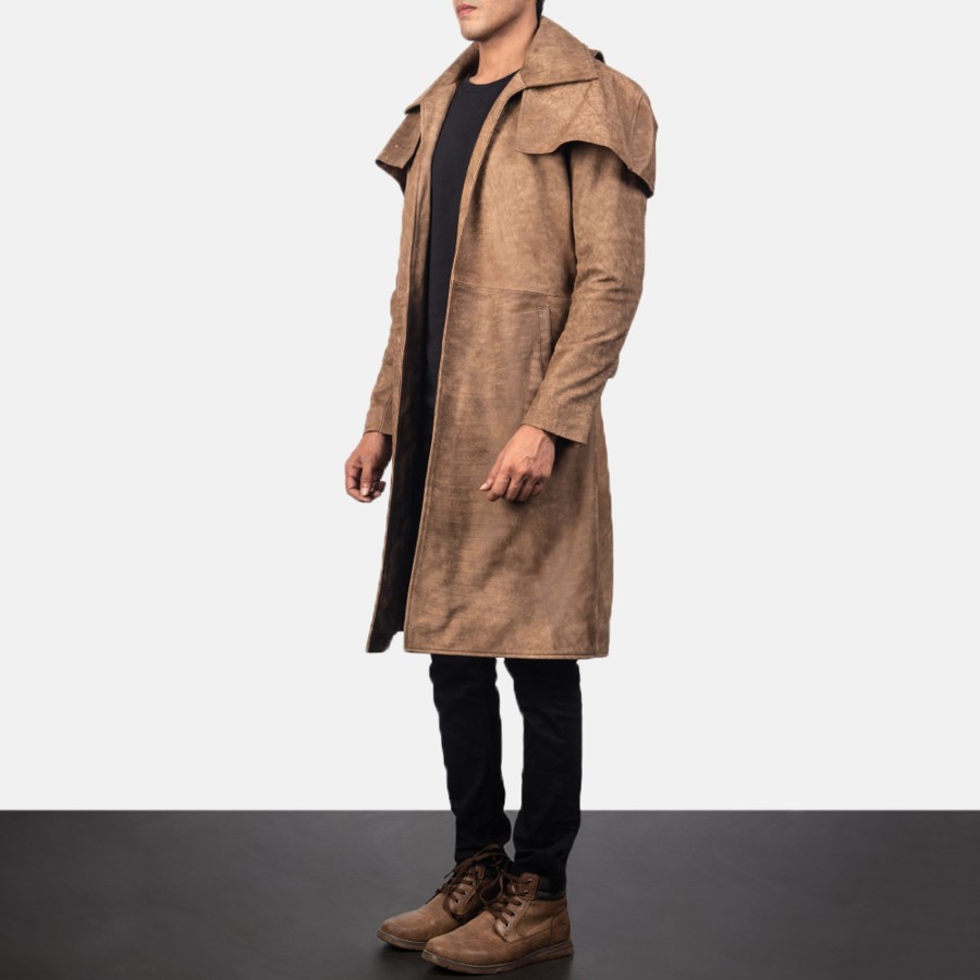 Men TheJacketMaker | Classic Brown Leather Duster