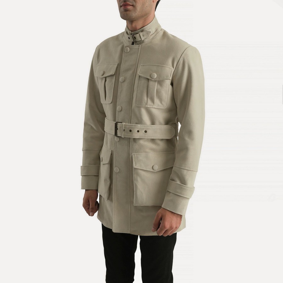 Men TheJacketMaker | Dolf Off-White Suede Jacket