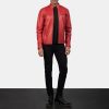 Men TheJacketMaker | Ionic Red Leather Biker Jacket