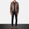 Men TheJacketMaker | Allaric Alley Mocha Leather Biker Jacket