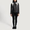 Women TheJacketMaker | Alia Metallic Black Leather Biker Jacket