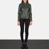 Women TheJacketMaker | Kelsee Green Leather Biker Jacket