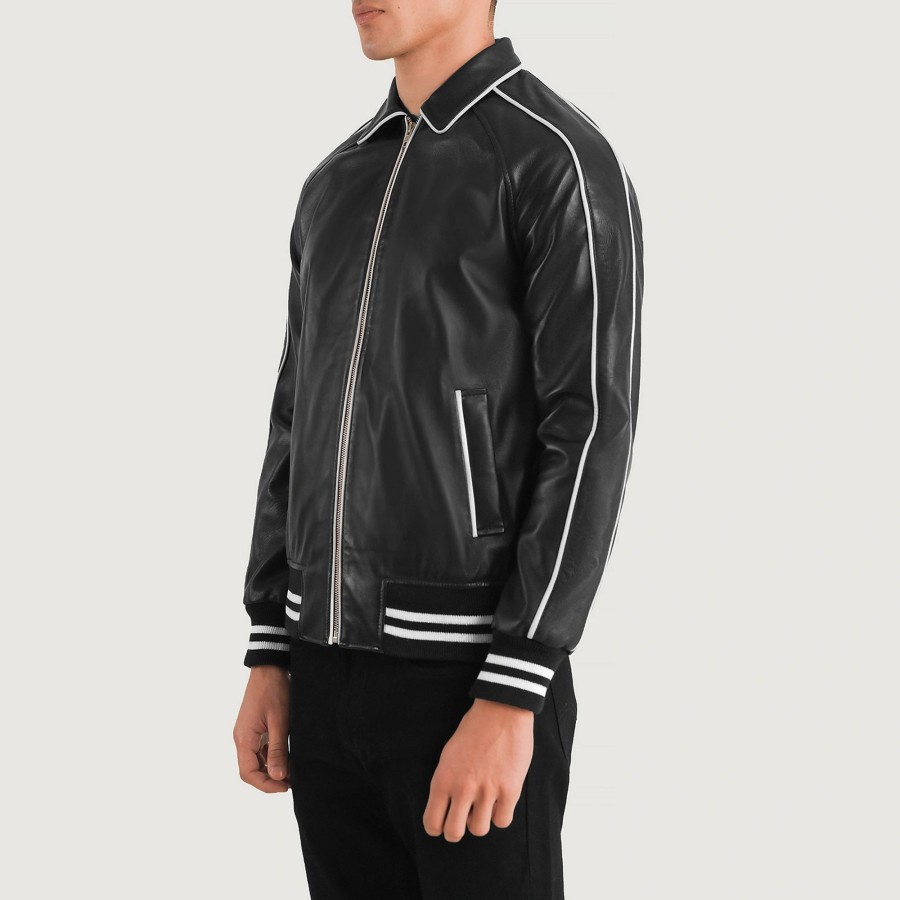 Men TheJacketMaker | Cooper Black Leather Varsity Jacket