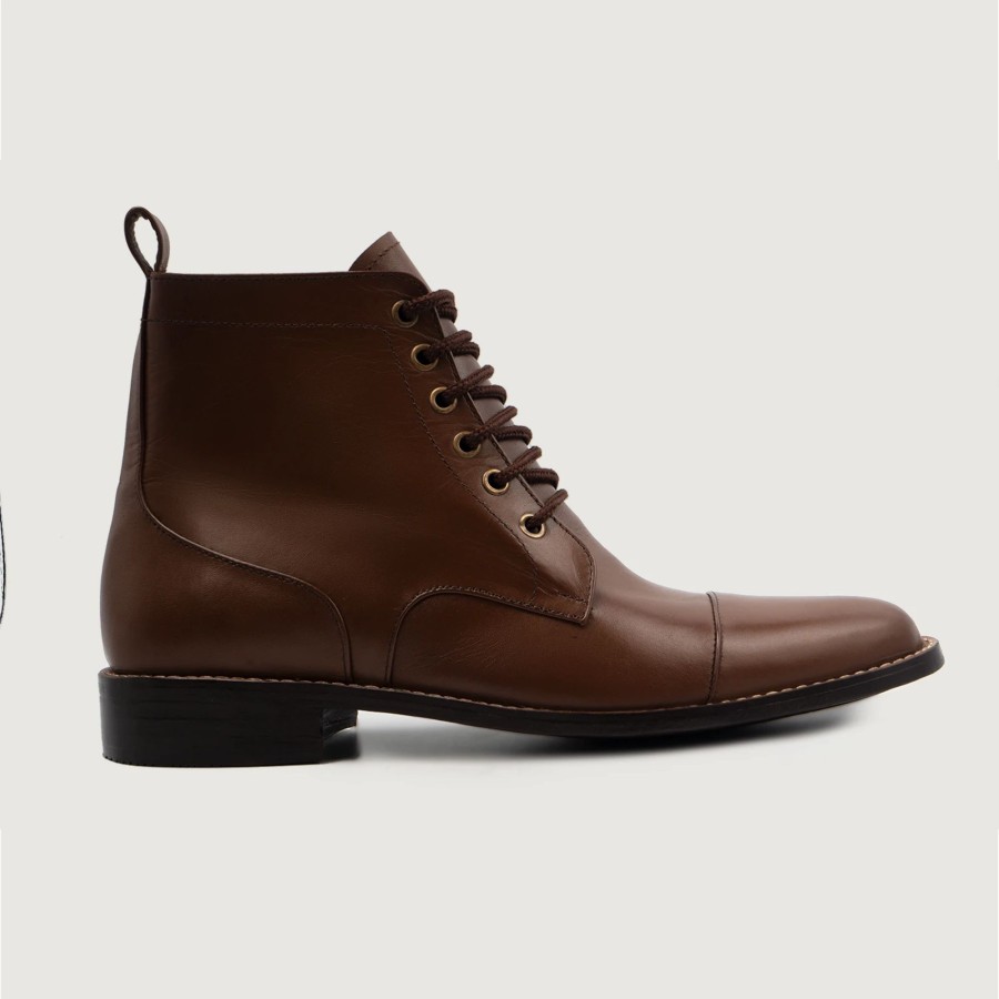 Men TheJacketMaker Leather Boots | Knight Derby Brown Leather Boots