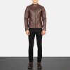 Men TheJacketMaker | Damian Brown Leather Biker Jacket