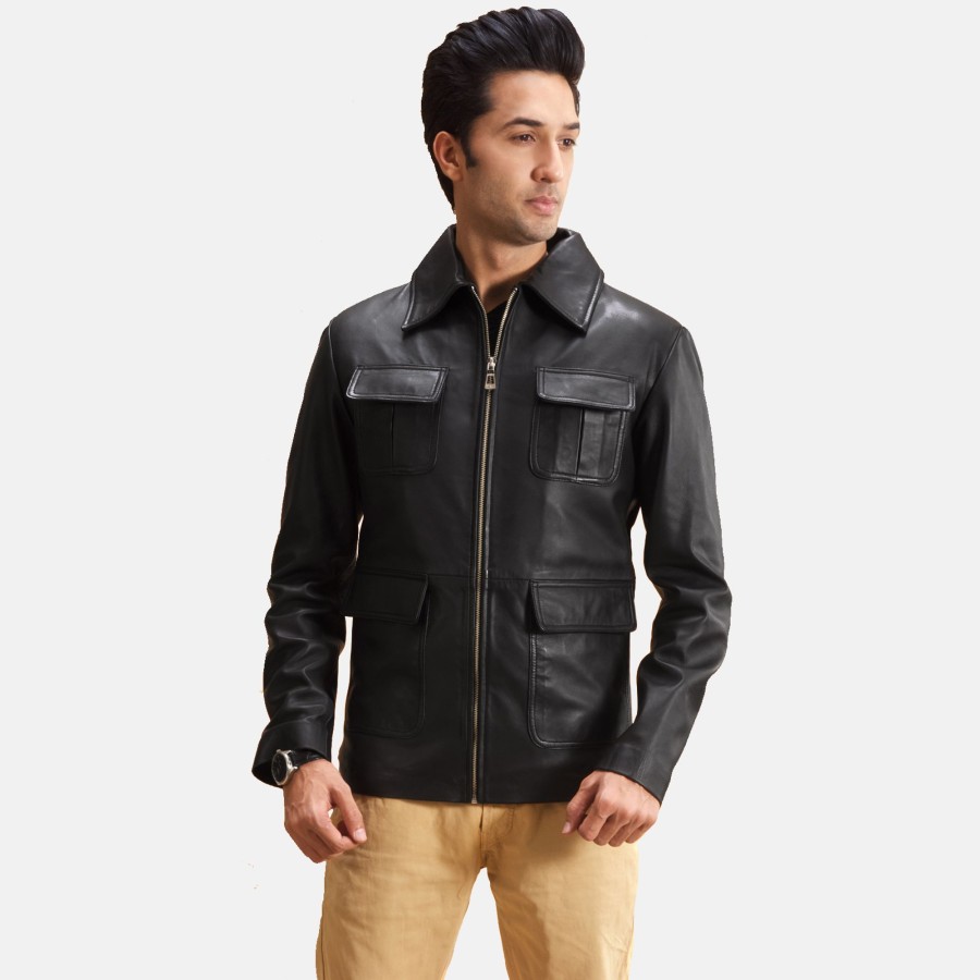 Men TheJacketMaker | Raven Black Leather Jacket