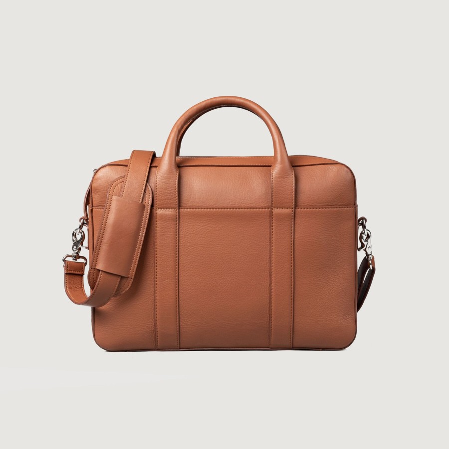 Men TheJacketMaker Leather Bags | The Captain Brown Leather Briefcase