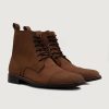 Men TheJacketMaker Leather Boots | Knight Derby Oil Pull-Up Brown Leather Boots