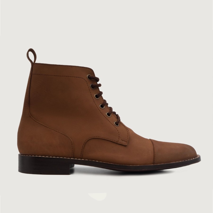 Men TheJacketMaker Leather Boots | Knight Derby Oil Pull-Up Brown Leather Boots