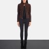 Women TheJacketMaker | Adalyn Quilted Mocha Suede Biker Jacket